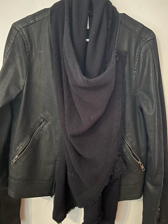 Free People Jackets & Blazers - Free People Drape Front Coated Denim Moto Jacket Small EUC